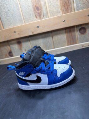 Nike Air Jordan 1 Mid TD Hyper Royal Blue White Toddler Boys Shoes Size 7C US EU